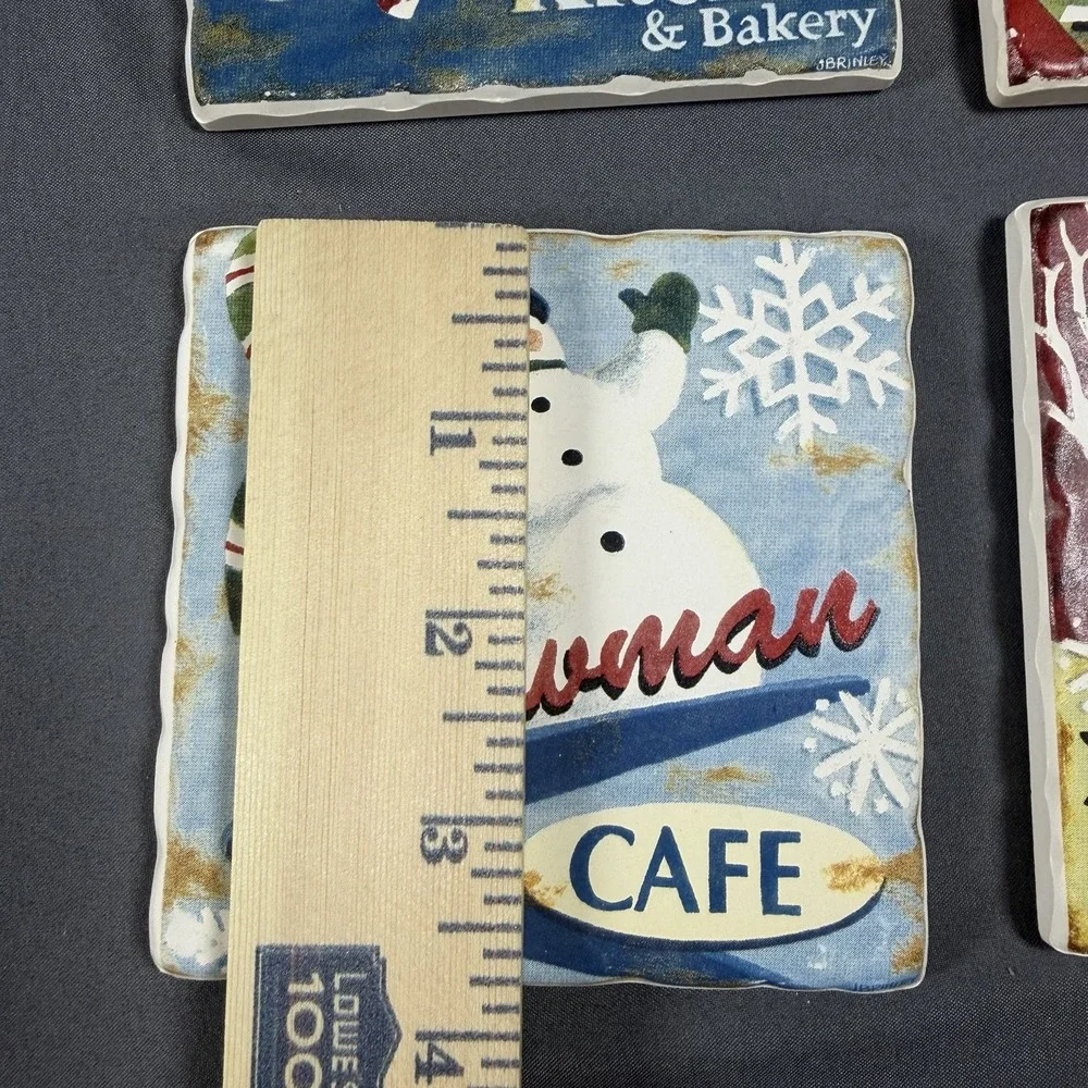 Pier 1 Imports Christmas Coasters Ceramic Set of 4